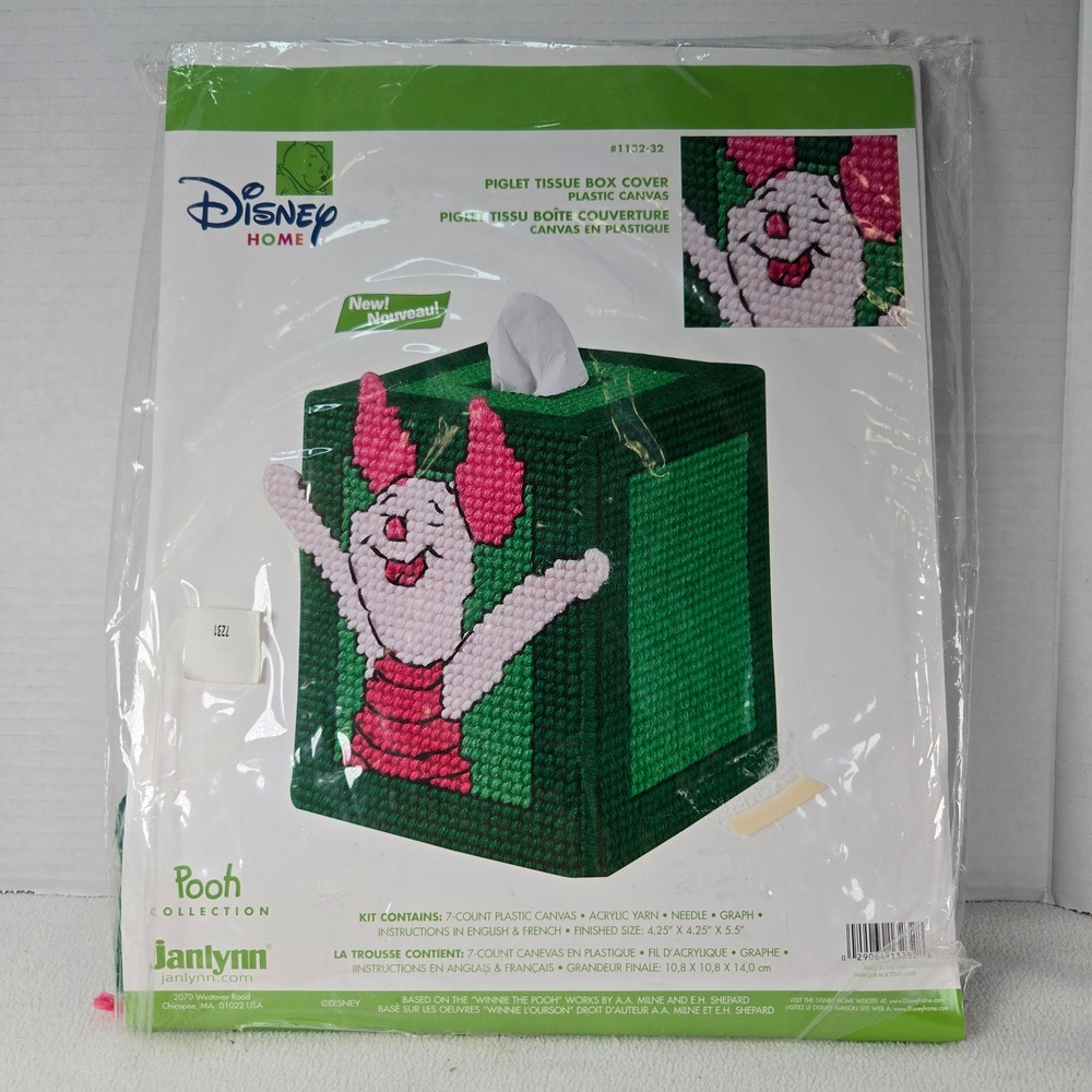 Disney Home Pooh Collection Piglet Tissue Box Cover Plastic Canvas Craft Kit